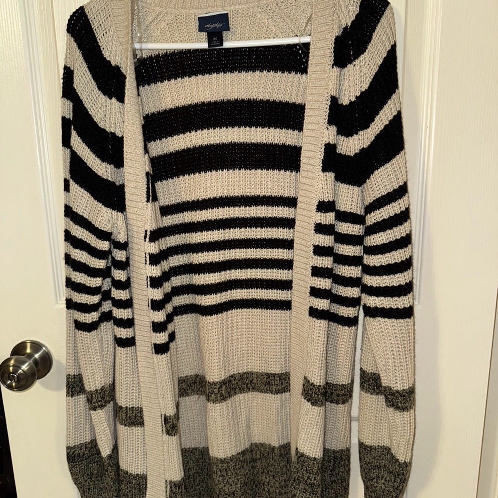 Striped Open-Front Cardigan